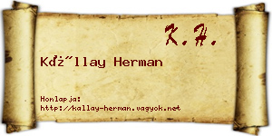 Kállay Herman névjegykártya